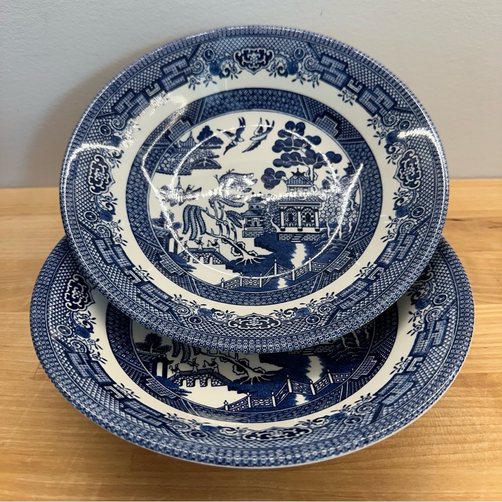 Churchill Blue Willow Coupe/Soup Bowls-TWO